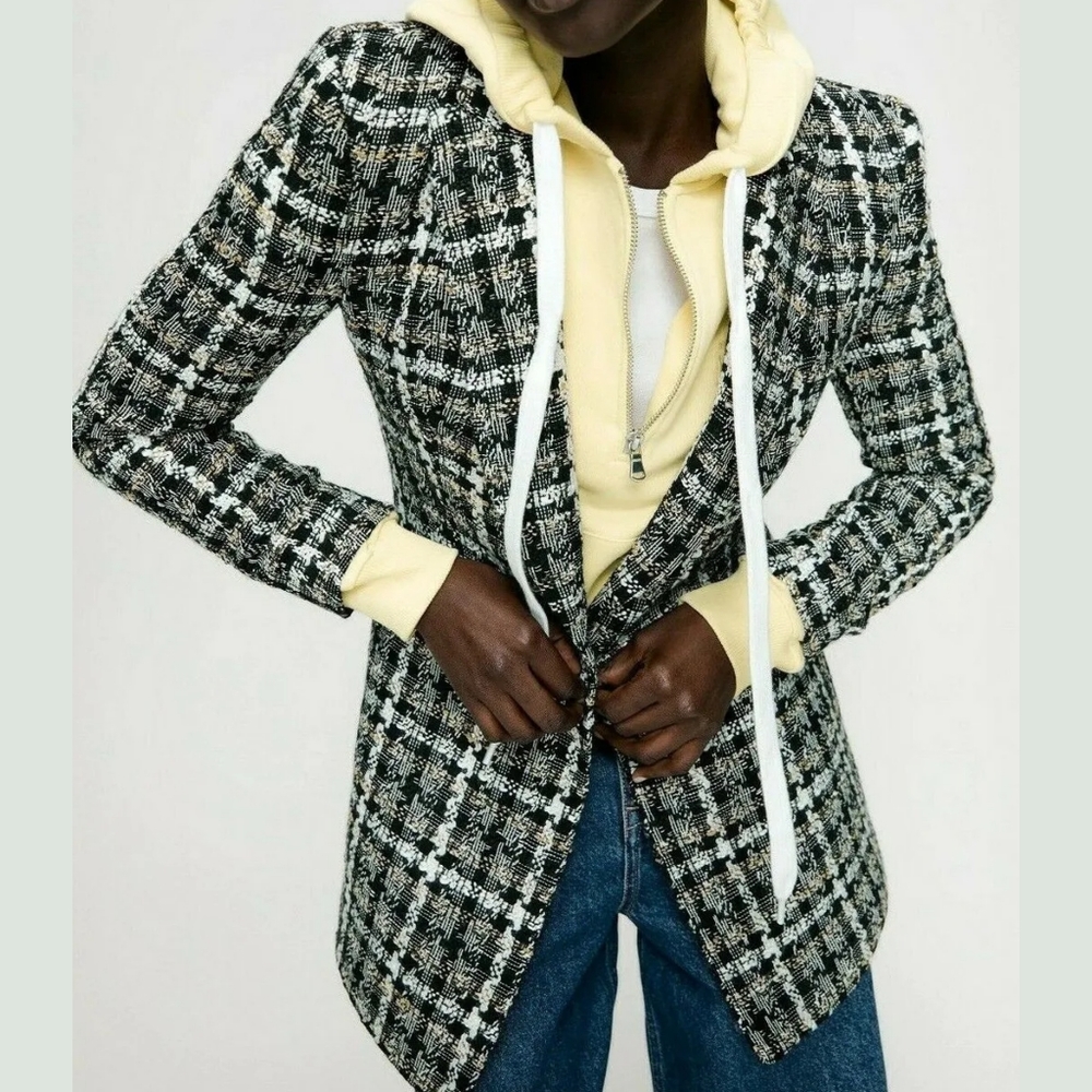 ZARA plaid tweed blazer